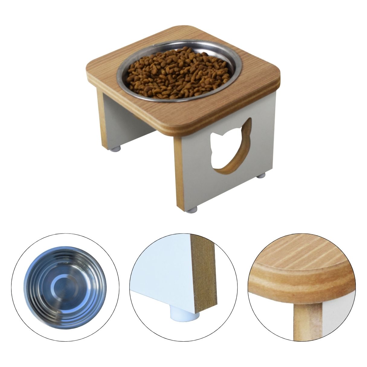 Comedouro Gato Elevado Pet MDF Linha Tradicional