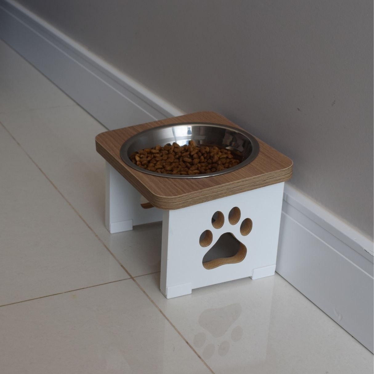Comedouro Bebedouro Cachorro Elevado Pet MDF - Inox - TIGELA 1L (ESPECIAL)