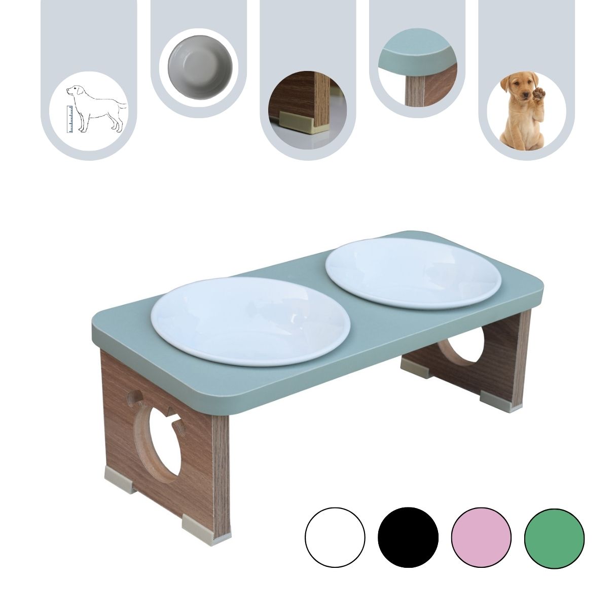 Comedouro Elevado Cachorro Duplo Pet MDF Colors