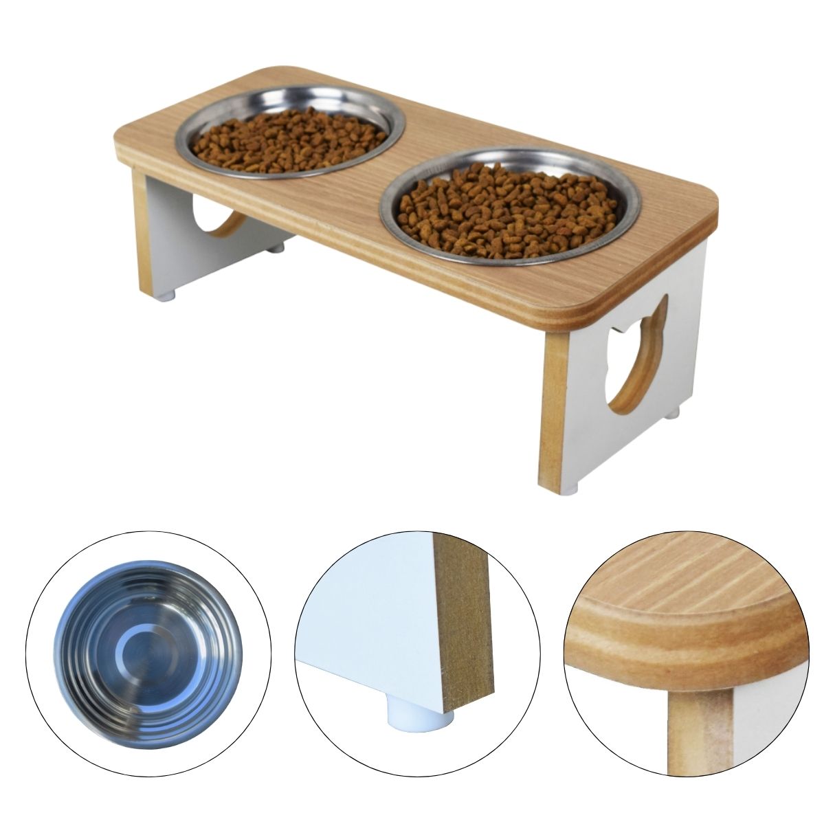 Comedouro Gato Elevado Pet Duplo MDF Linha Tradicional