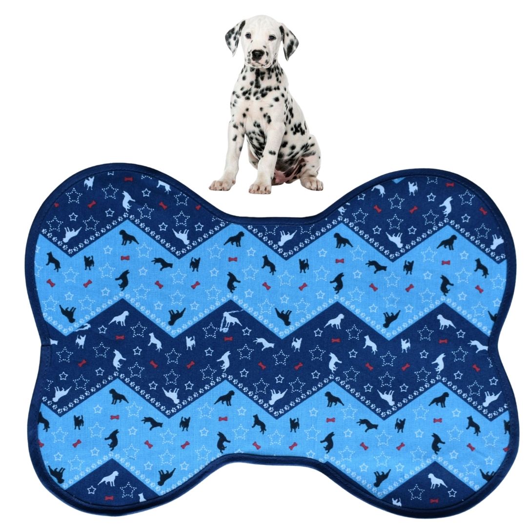 Tapete Comedouro Pet Cachorro Zig Zag - Azul