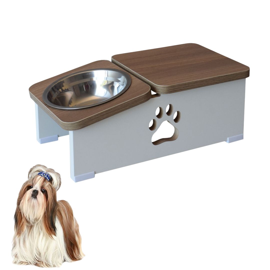 Comedouro Bebedouro Elevado Cachorro Base Hibrido Pet MDF 