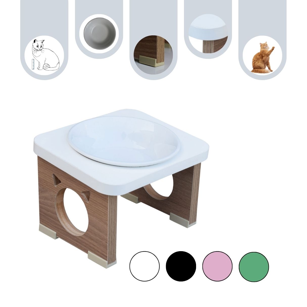 Comedouro Elevado Pet Gato MDF Colors  Porcelana 