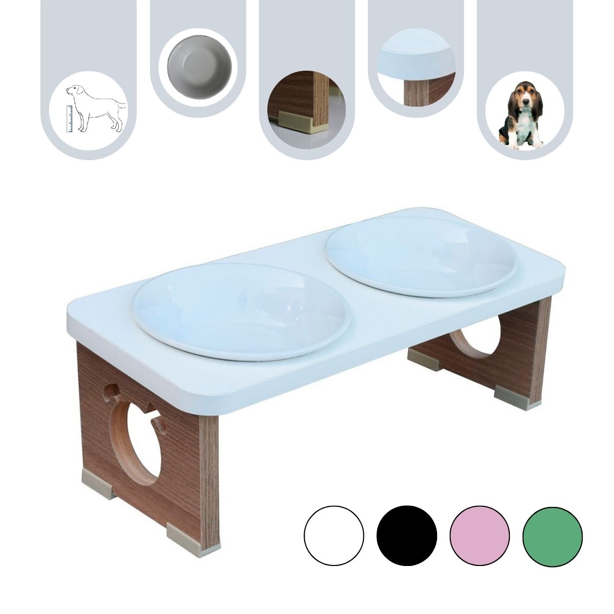 Comedouro Elevado Cachorro Duplo Pet MDF Colors  Porcelana 