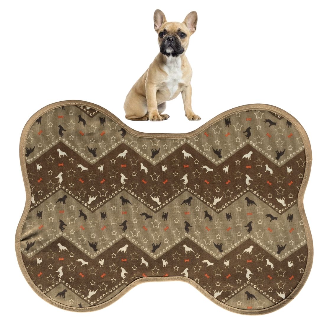 Tapete Comedouro Pet Cachorro Zig Zag - Marrom