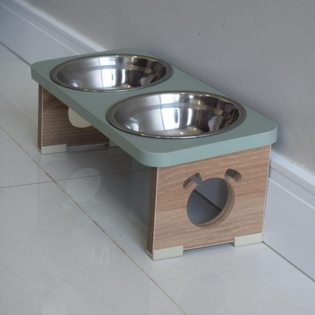 Comedouro Elevado Cachorro Triplo Pet MDF Colors - Inox - PED. SOB ENCOMENDA