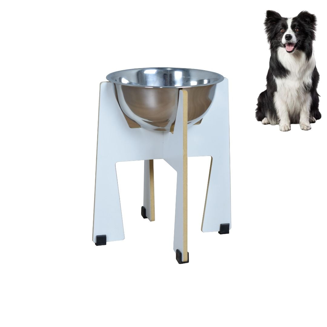 Comedouro Cachorro Gato Elevado Pet MDF Torre Grande - 25 cm