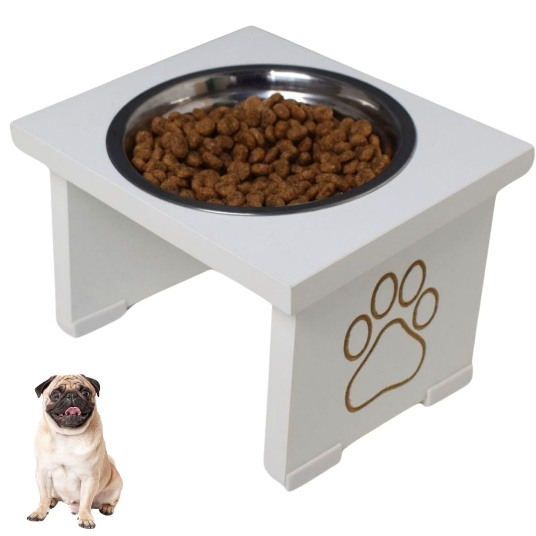 Comedouro Elevado Pet Cachorro MDF Simple  - Inox