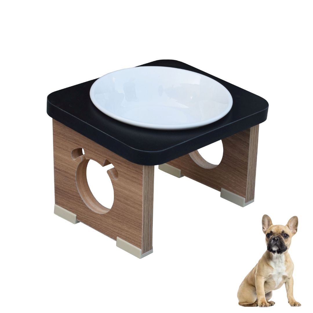 Comedouro Elevado Pet Para Cachorro MDF Colors - Porcelana - Preto