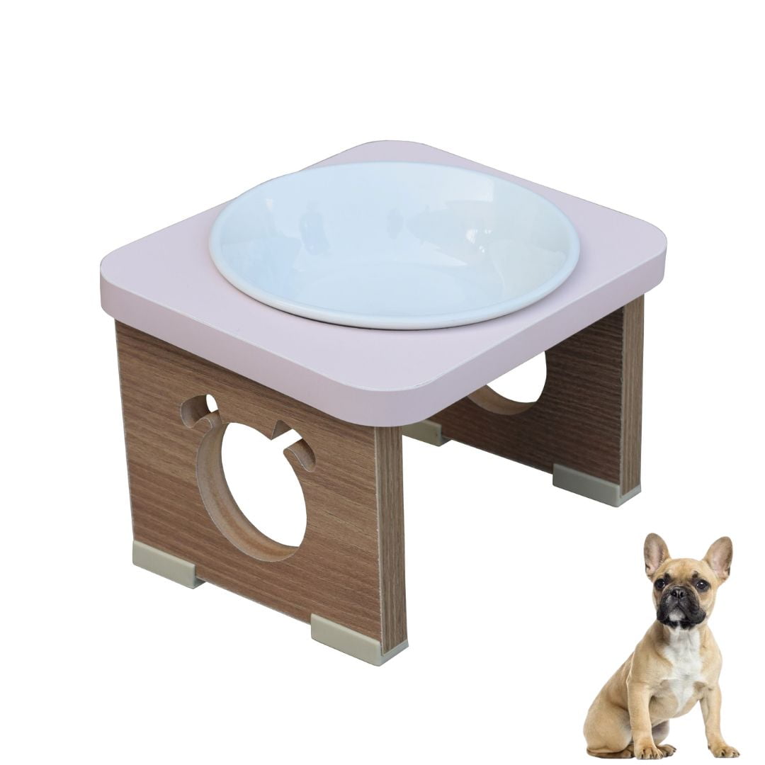 Comedouro Elevado Pet Para Cachorro MDF Colors - Porcelana - Rose