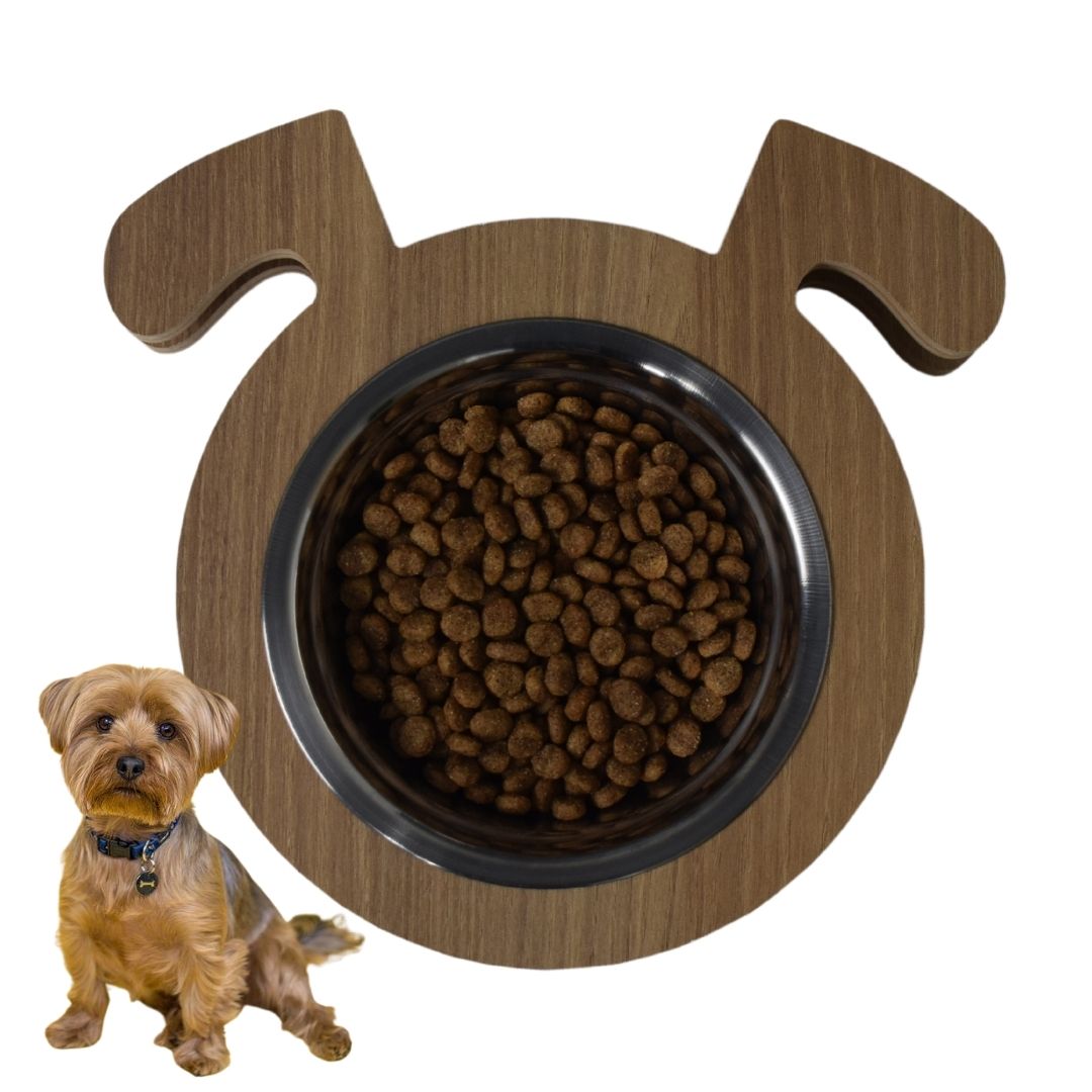 Comedouro Pet Elevado Cachorro Mdf Au Au - Inox