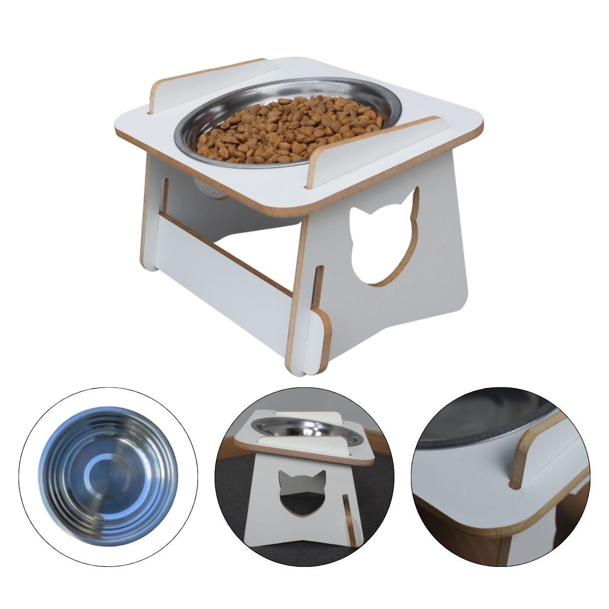 Comedouro Gato Elevado Pet Tigela Ração Inox Saudável