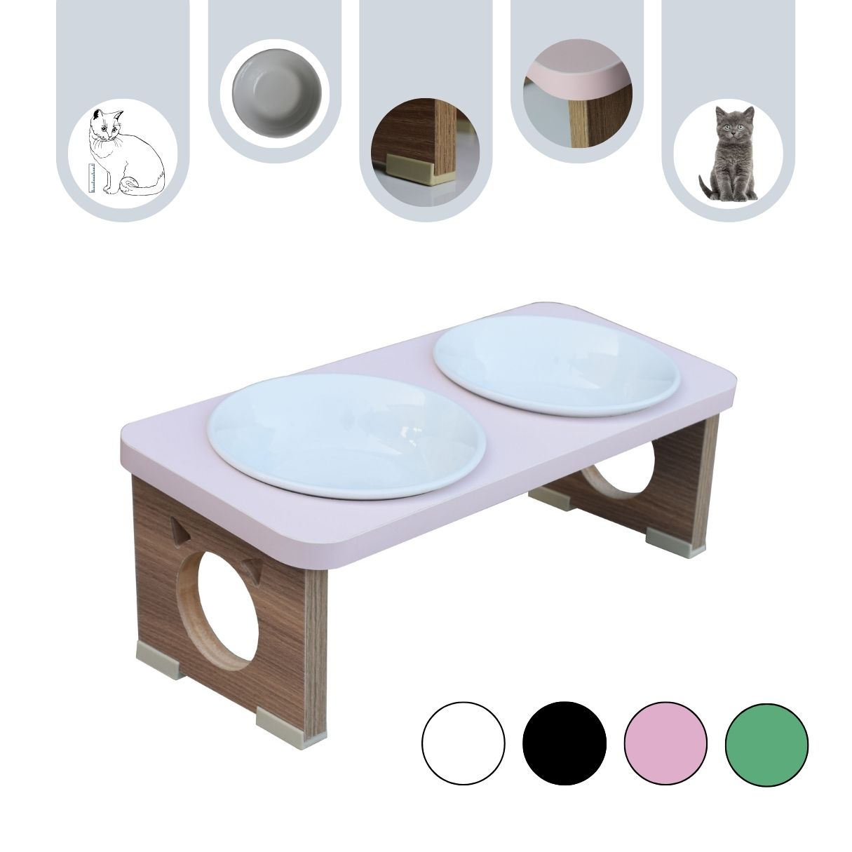 Comedouro Elevado Gato Duplo Pet MDF Colors