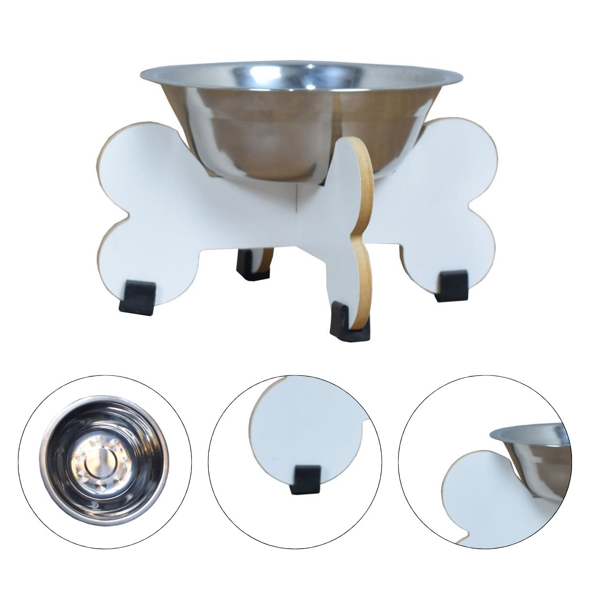 Comedouro de Cachorro Elevado Pet Gato MDF Modelo Osso