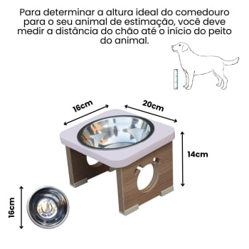 Comedouro Elevado Pet Para Cachorro MDF Colors - Inox - Rose