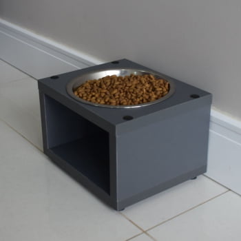 Comedouro Para Gato Cachorro Elevado Pet MDF Luke  Inox 