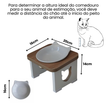 Comedouro Bebedouro Gato Elevado Pet MDF - Porcelana Felino