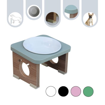 Comedouro Elevado Pet Para Cachorro MDF Colors - Porcelana - Verde