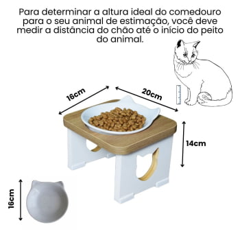 Comedouro Bebedouro Unitário Gato Elevado Pet MDF 