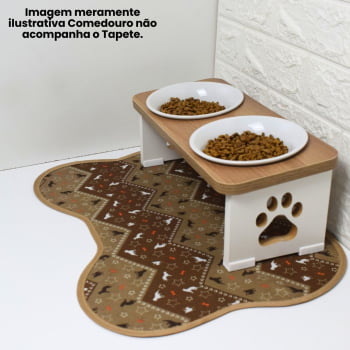 Tapete Comedouro Pet Cachorro Zig Zag - Marrom