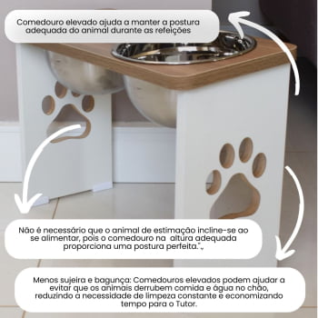 Comedouro Cachorro Grande Elevado Duplo Pet MDF - 30 cm