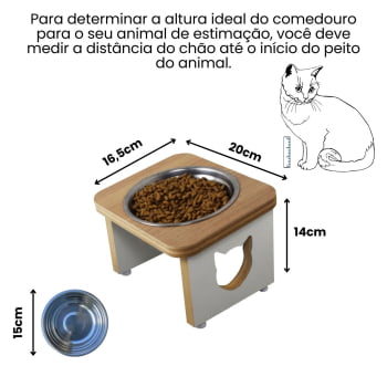 Comedouro Gato Elevado Pet MDF Linha Básica - Amadeirado