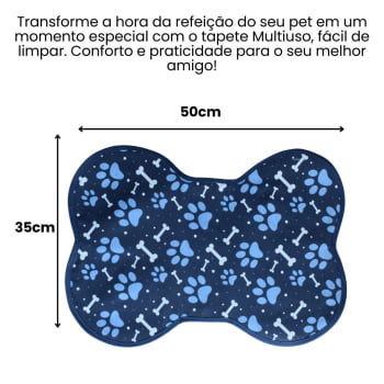 Tapete Comedouro Pet - Osso e Pata Azul 