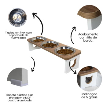 Comedouro Triplo Gato 