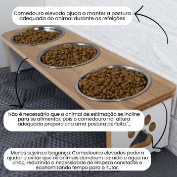 Comedouro Cachorro Elevado Pet Triplo MDF Linha Básica 