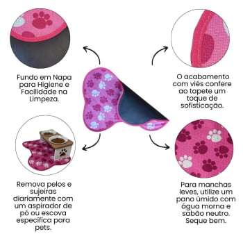 Tapete Pet Comedouro Rosa Pata