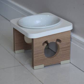 Comedouro Elevado Pet Para Cachorro MDF Colors - Porcelana - Branco