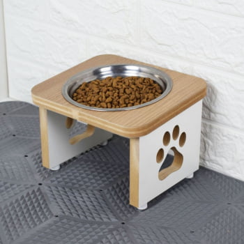 COMBO - Comedouro Cachorro Elevado Pet MDF Linha Tradicional - Amadeirado (10 unid.)