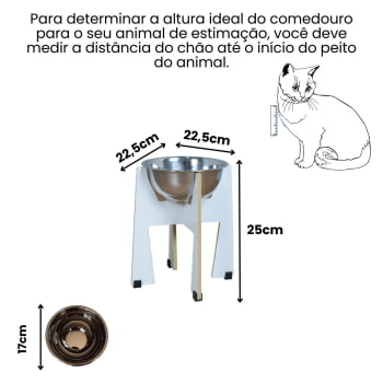 Comedouro Cachorro Gato Elevado Pet MDF Torre Grande - 25 cm