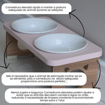 Comedouro Elevado Gato Duplo Pet MDF Colors