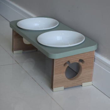 Comedouro Elevado Cachorro Duplo Pet MDF Colors  Porcelana 