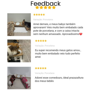 Comedouro Triplo Elevado Cachorro Pet MDF  - Porcelana