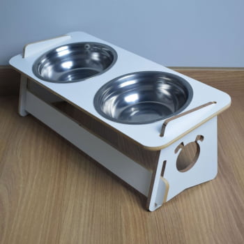 Comedouro Cachorro Elevado Duplo Pet Tigela Ração Inox Saudável