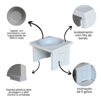 Comedouro Elevado Pet Gato MDF Simple