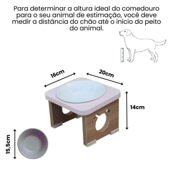 Comedouro Elevado Pet Para Cachorro MDF Colors - Porcelana - Rose