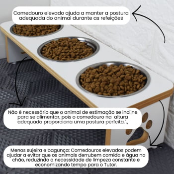 Comedouro Cachorro Elevado Pet Triplo MDF Linha Básica 