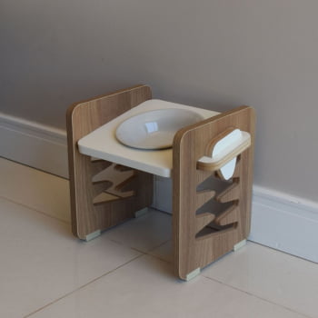 Comedouro Elevado Cães e Gatos Pet MDF Zig Zag Regulagem Altura