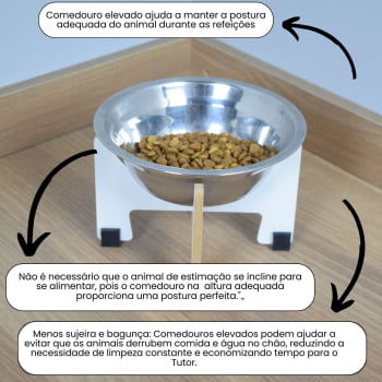 Comedouro Gato Cachorro Elevado Pet MDF Torre 11 cm  - Inox