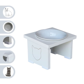 Comedouro Elevado Pet Gato MDF Simple