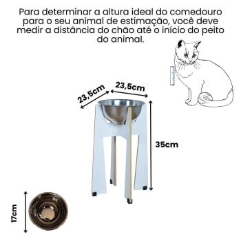 Comedouro Cachorro Gato Elevado Pet MDF Torre Grande - 35 cm