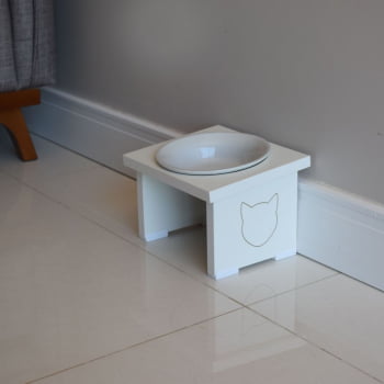 Comedouro Elevado Pet Gato MDF Simple
