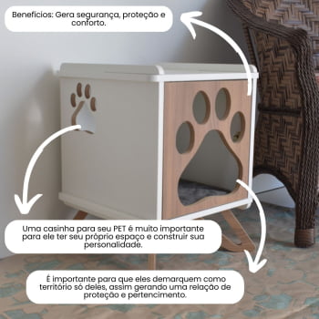 Mesa Cabeceira Cachorro Pet MDF Pata com Pés