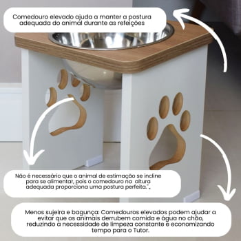 Comedouro Cachorro Grande Elevado Pet MDF - 25 cm