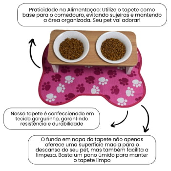 Tapete Pet Comedouro Rosa Pata