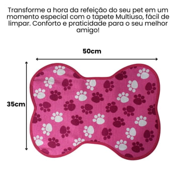 Tapete Pet Comedouro Rosa Pata