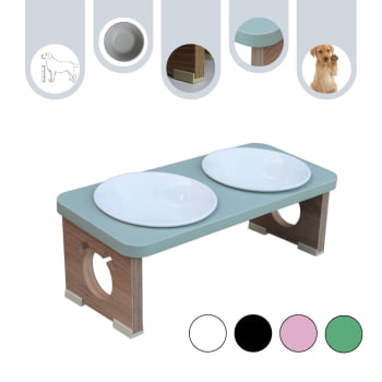 Comedouro Elevado Cachorro Duplo Pet MDF Colors